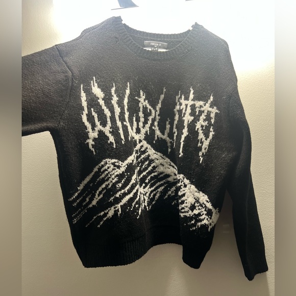 Black Graphic long sleeve Oversized Sweater - Picture 1 of 2